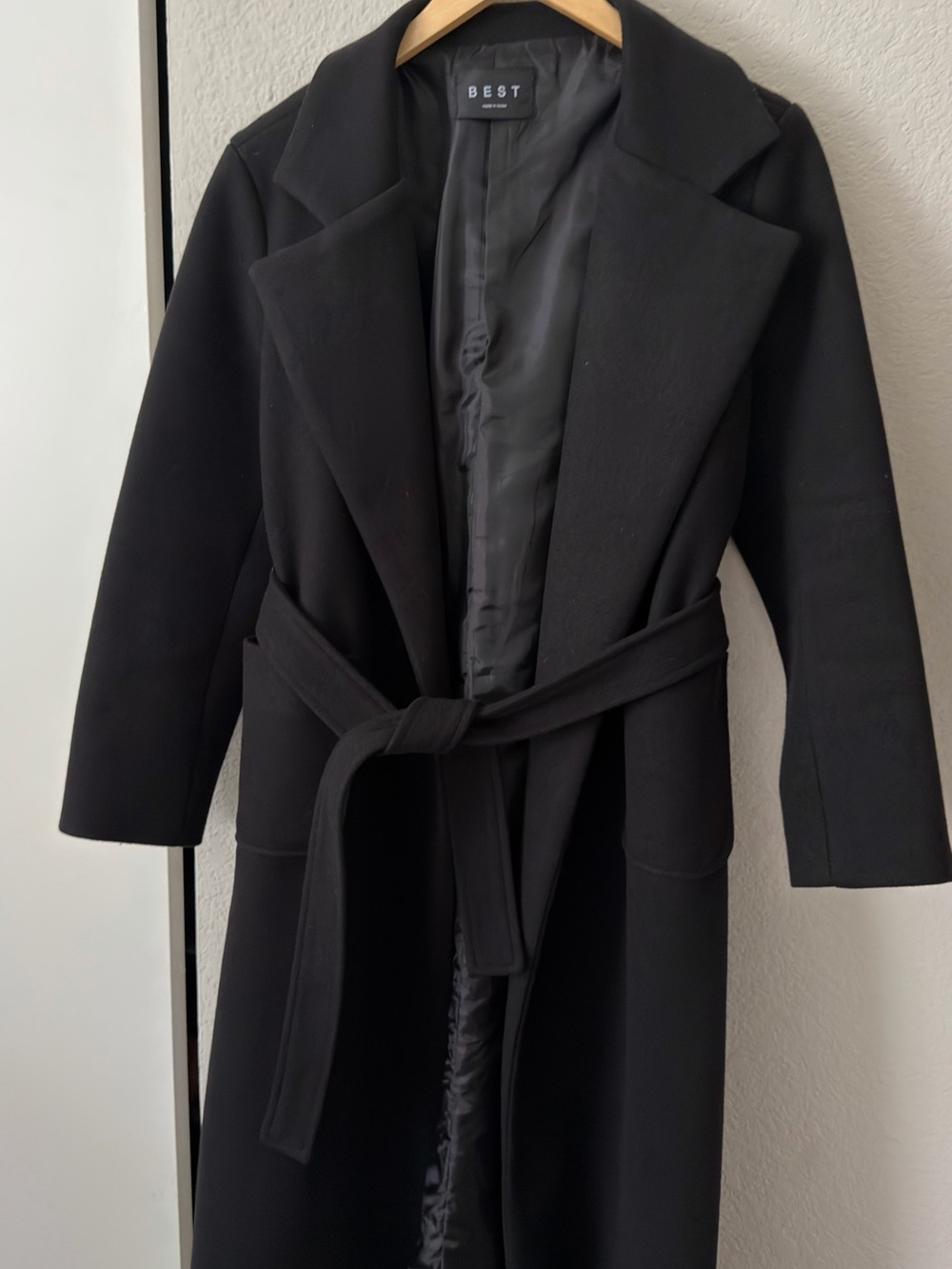Women's Black Belted Trench Coat